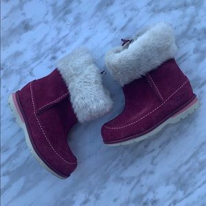 New Clark’s Children’s Suede Boots with Fur Trim